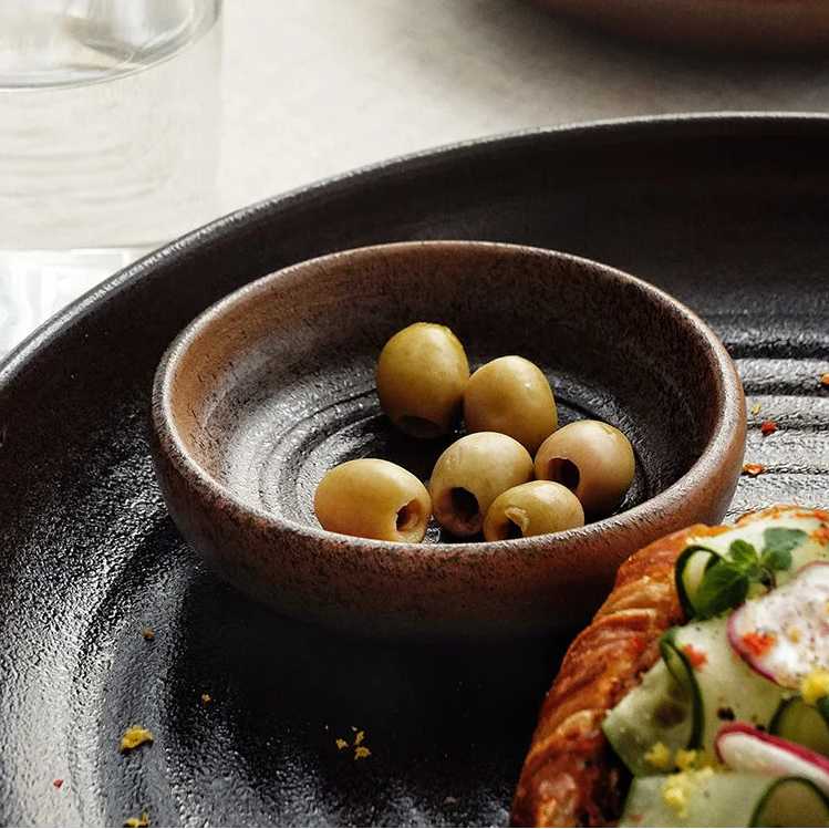 Yamato Textured Ceramic Serving Plate – Salad, Dessert & Soup Dish