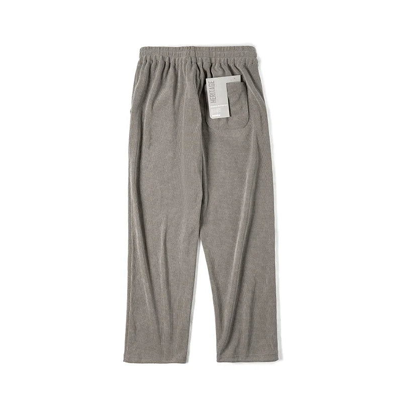 Rowan Men’s Straight Leg Corduroy Trousers – Relaxed Fit Elastic Waist Smart Casual Trousers