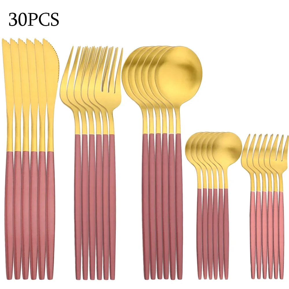 Avelion Cutlery Set 30 Piece – Stainless Steel Knife Fork Spoon Dining Tableware Set