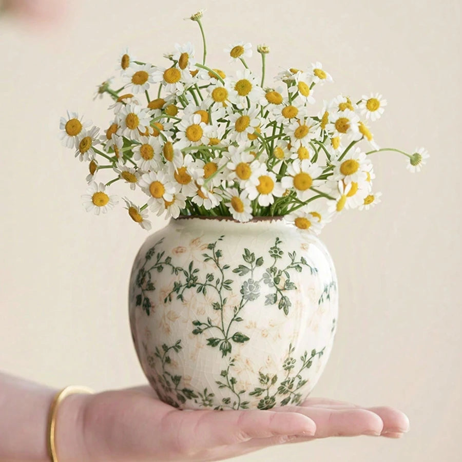 Floral Ceramic Vase – Decorative Flower Vases for Living Room, Dining Table & Home Décor Modern Minimalist Vase Set