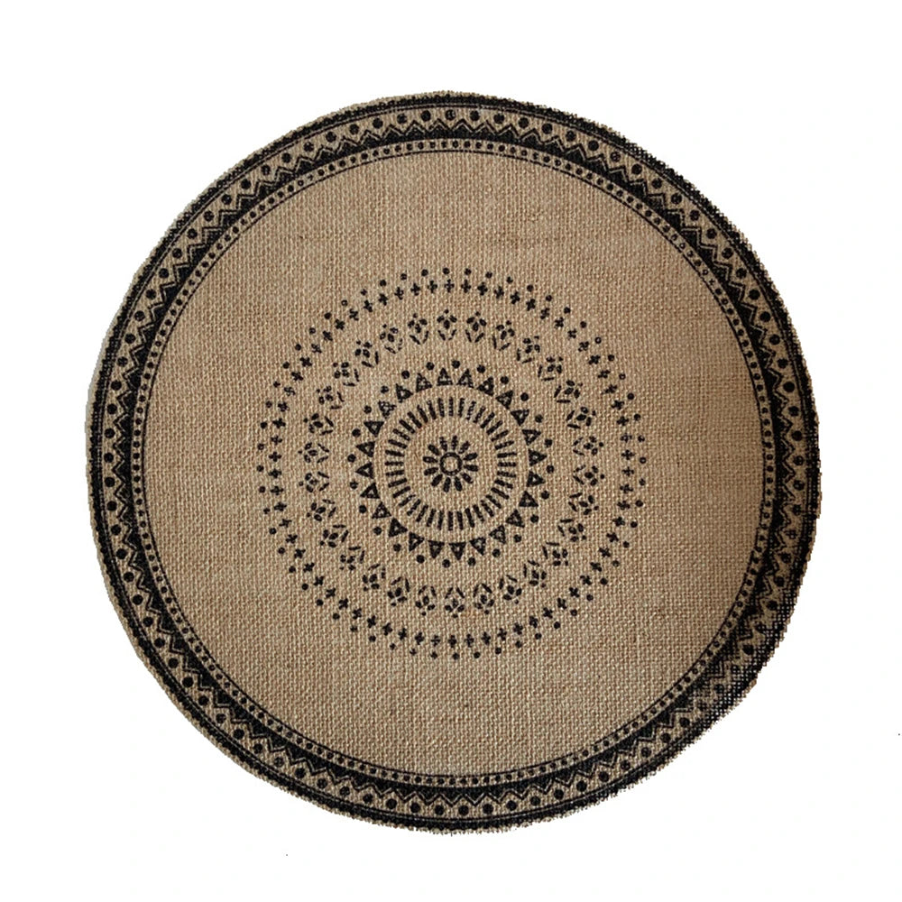 Boho Jute Round Placemats with Tassels – 38cm Natural Woven Table Mats for Rustic Dining & Home Decor