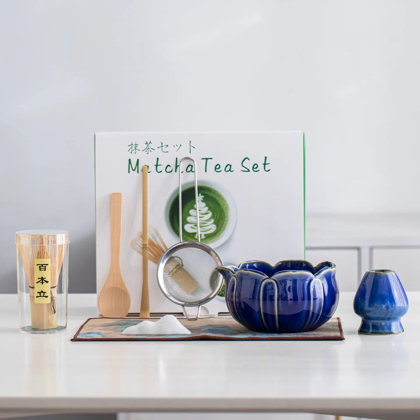 Kasumi Japanese-Style 8 Piece Matcha Gift Set with Ceramic Bowl, Bamboo Whisk and Traditional Accessories