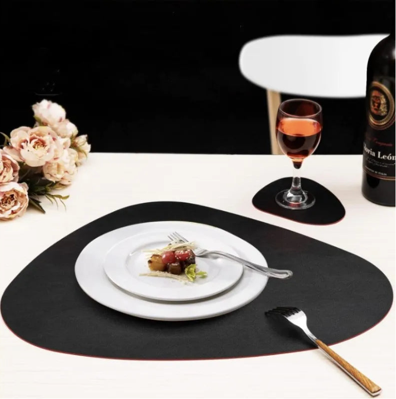 Forma Faux Leather Placemats and Coasters Set – Non Slip Heat Resistant Table Mats Dining Table Place Settings 1 Piece 4 Piece or 6 Piece Sets