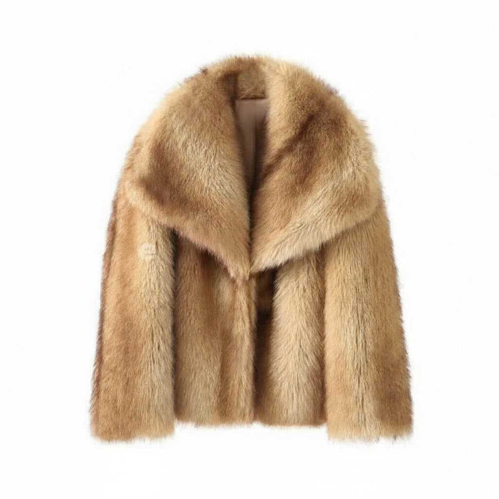 Esmira Cropped Faux Fur Jacket – Plush Mink-Effect Short Coat for Women