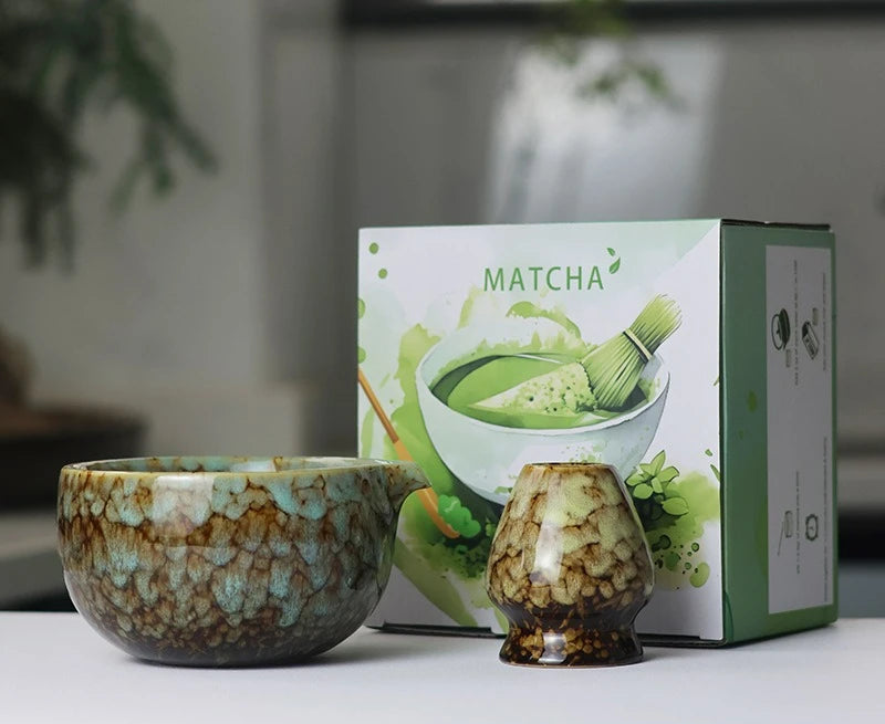 Sahori Japanese-Style Matcha Tea Set – 2, 5 or 7 Piece Matcha Bowl and Bamboo Whisk Set