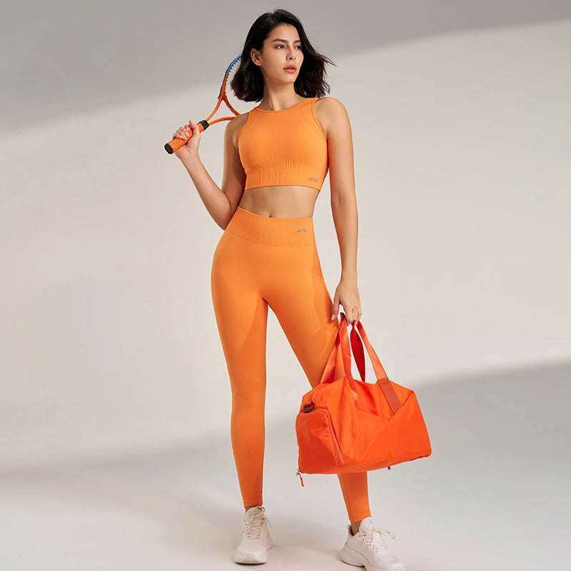 Ravyn Seamless Gym Set – Two Piece Women’s Activewear Crop Top & High Waisted Leggings