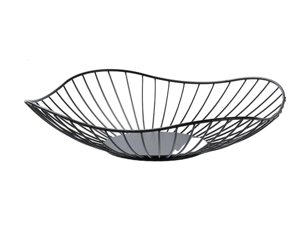 Black & Gold Metal Wire Fruit Basket – Modern Countertop Bowl for Kitchen & Dining Table