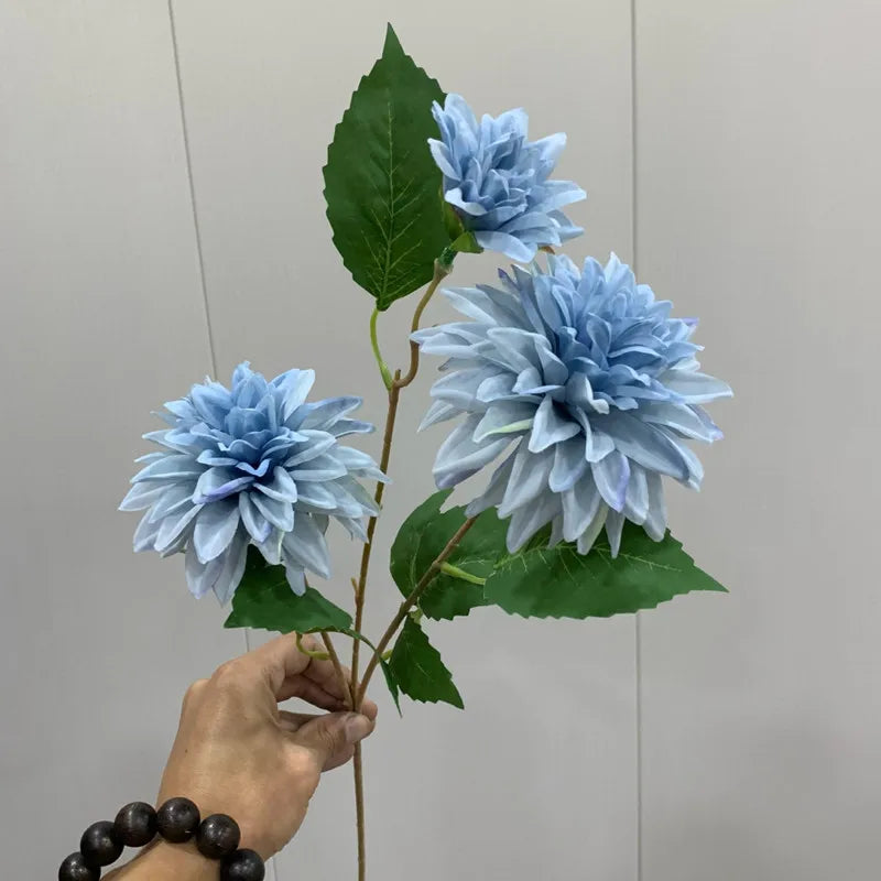 Marlowe Faux Dahlia Stem – Large Dahlia Flower Branch with Multi-Head Blooms for Vase Arrangements and Home Décor
