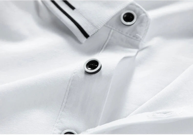 Men’s Short Sleeve Polo Shirt with Collar – Casual Cotton T-Shirt for Summer in White, Black, Grey or Green – Smart Fit Top