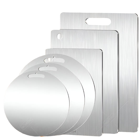 Stainless Steel Chopping Boards – Non-Slip, Hygienic Food Prep Boards in Round & Rectangular Styles