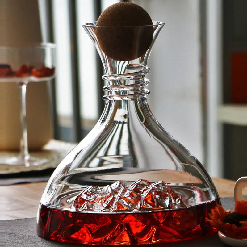 Crystal Glass Wine Decanter with Wooden Stopper – Elegant Carafe for Red & White Wine