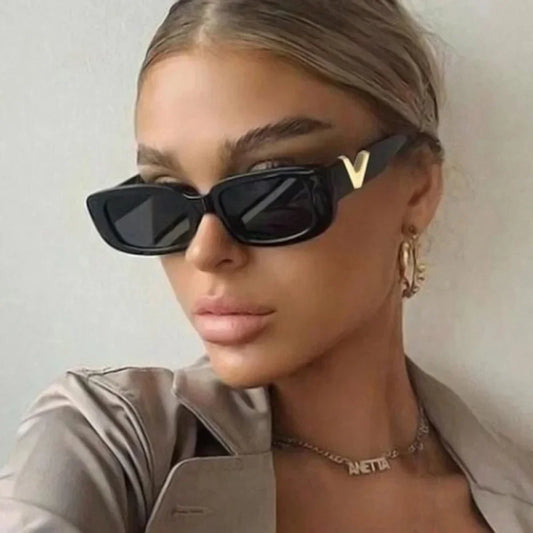 Valencia Rectangle Sunglasses – Chunky Vintage Frame UV400 Designer-Inspired Eyewear