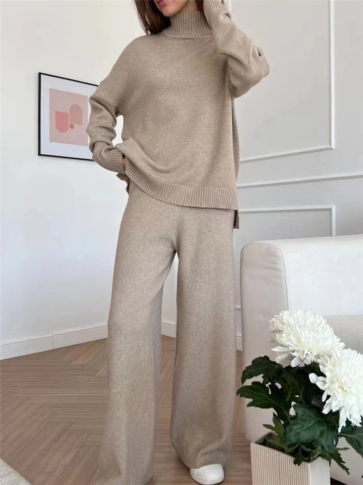Knitted Co-Ord Set - Plain & Ribbed Knit