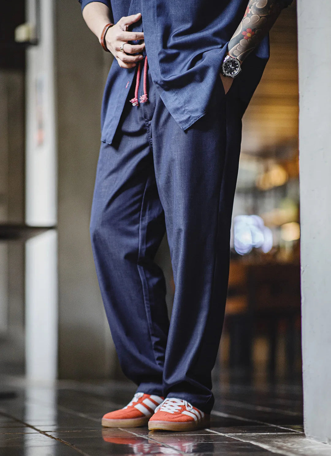 Radford Straight Leg Trousers – Loose Fit Everyday Drawstring Waist Trousers with Smart Casual Finish