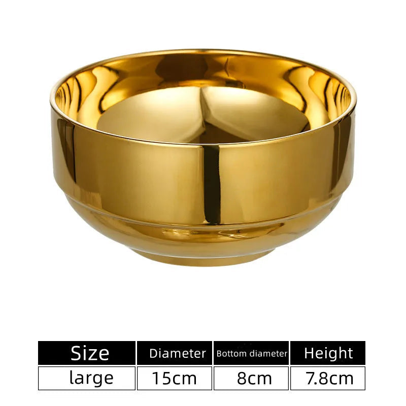 Stainless Steel Double Wall Rice Bowl – Heat Resistant Soup, Ramen & Salad Bowl for Kitchen Dining