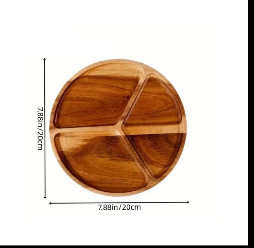 Acacia Wooden Serving Tray – Natural Solid Wood Snack & Food Platter for Coffee, Tea & Appetisers