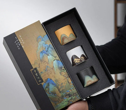 Sora Ceramic Espresso Cup Gift Set – 3 Piece Coffee & Herbal Tea Cups with Gift Box