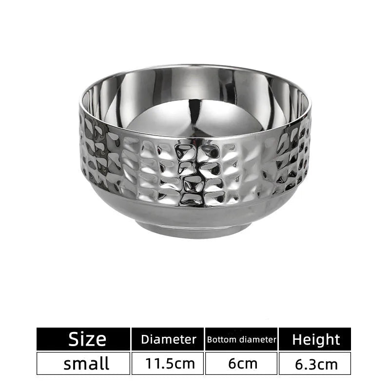 Stainless Steel Double Wall Rice Bowl – Heat Resistant Soup, Ramen & Salad Bowl for Kitchen Dining