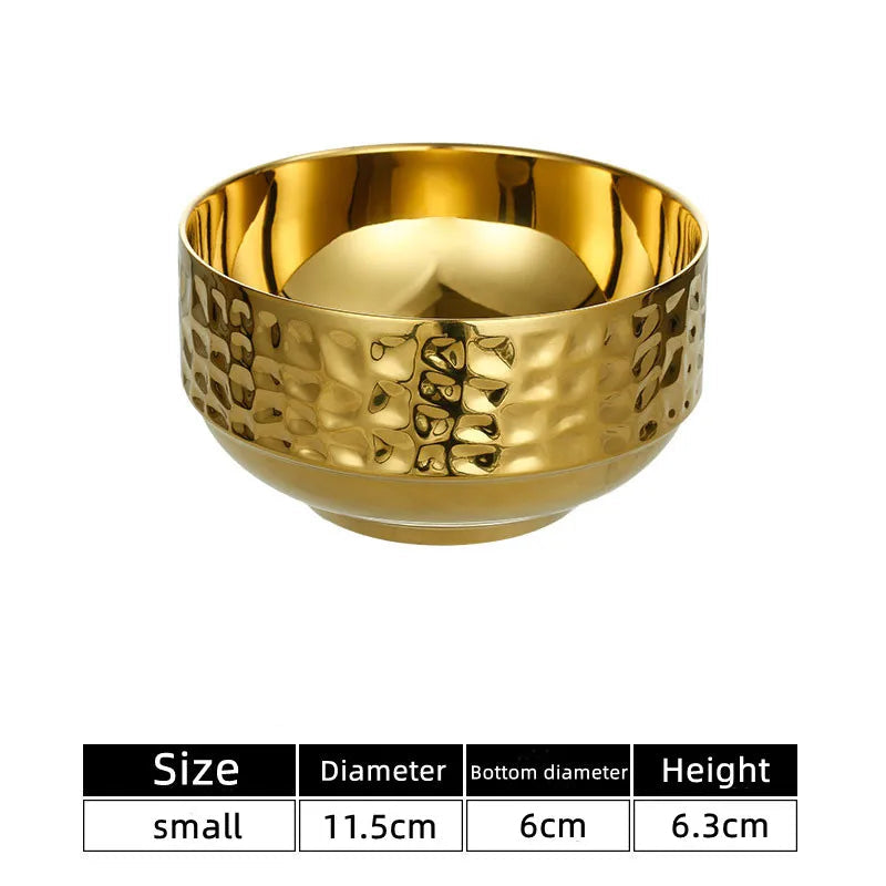 Stainless Steel Double Wall Rice Bowl – Heat Resistant Soup, Ramen & Salad Bowl for Kitchen Dining
