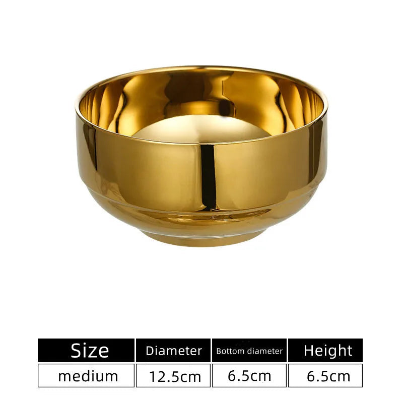 Stainless Steel Double Wall Rice Bowl – Heat Resistant Soup, Ramen & Salad Bowl for Kitchen Dining