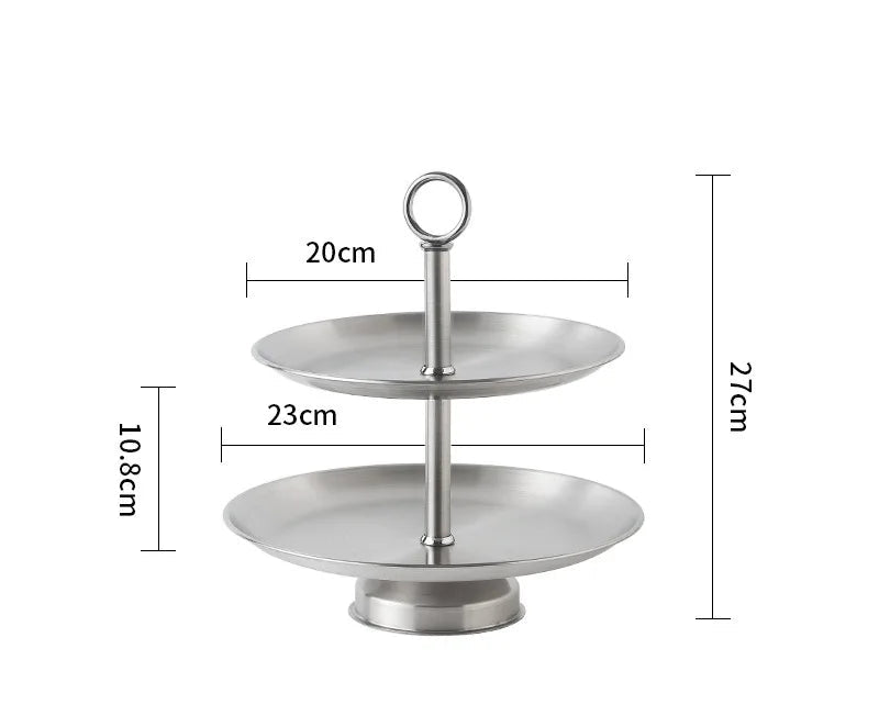 Stainless Steel 2/3 Tier Serving Stand – Gold & Silver Tiered Cake Stand for Afternoon Tea, Weddings & Parties, Fruits, Snacks