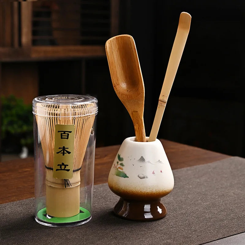 Japanese Matcha Tea Ceremony Set – 2/4/5 - Piece Matcha Tea Whisk, Bowl, Sifter & Bamboo Spoon Gift Box