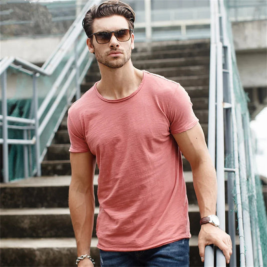 Men’s 100% Cotton V-Neck T-Shirt – Slim Fit Lightweight Short Sleeve Casual Tee