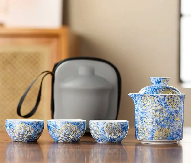 Kiyo Portable Travel Tea Set with Carry Case – Tea Set for Camping & Tea Ceremony