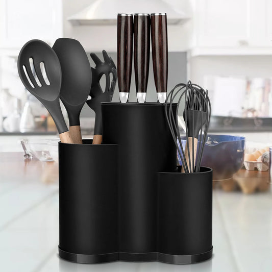 Kitchen Utensil Holder – Multi-Section Countertop Caddy for Cooking Tools & Knives