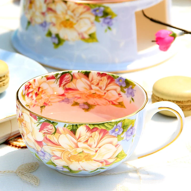 Floral Blossom Fine Teacup & Saucer Set