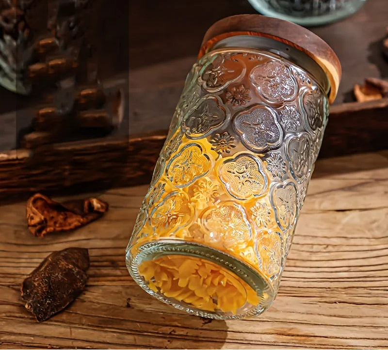 Vero Glass Storage Jar with Wooden Lid