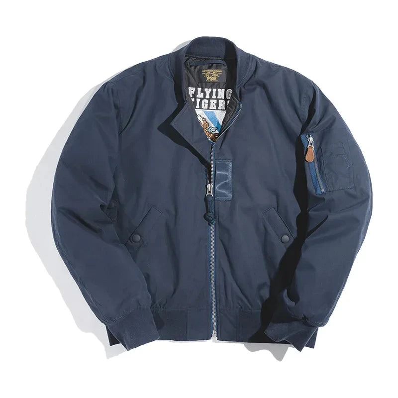 Rexton Men’s MA1 Bomber Jacket – Zip Front Flight Jacket with Inner Pocket and Ribbed Trim