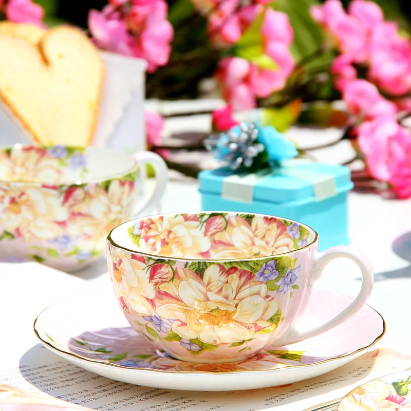 Floral Blossom Fine Teacup & Saucer Set