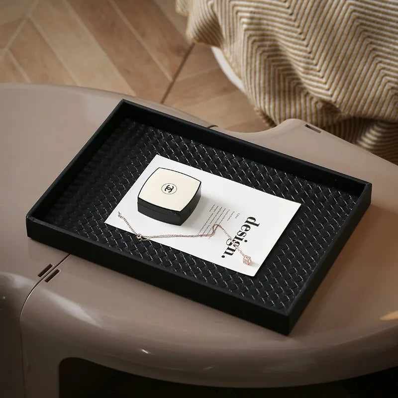 Modern Leather Square Storage Tray – Decorative Home Décor Organiser for Coffee Table, Desk & Dressing Table