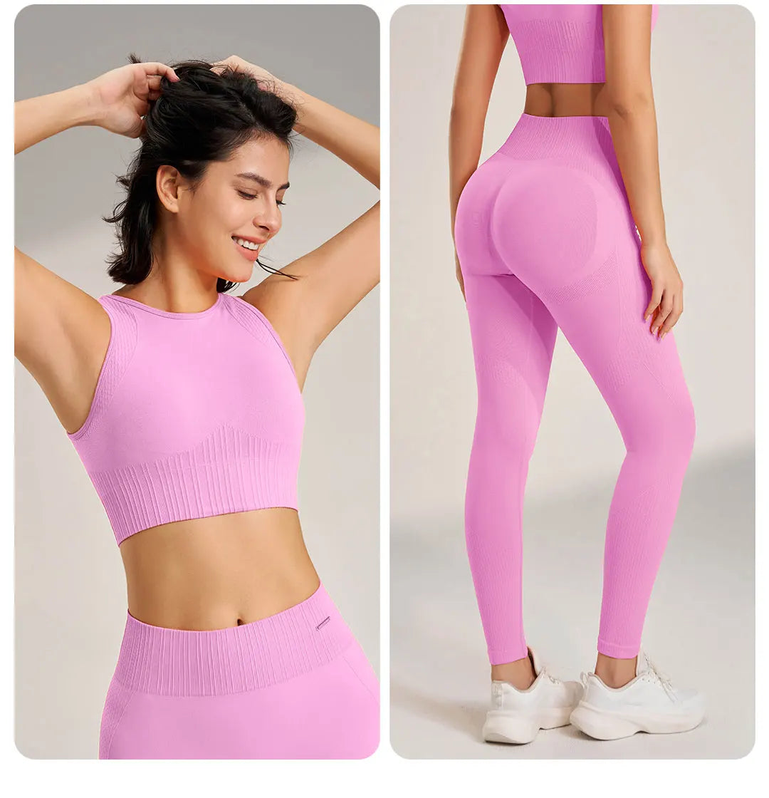 Ravyn Seamless Gym Set – Two Piece Women’s Activewear Crop Top & High Waisted Leggings