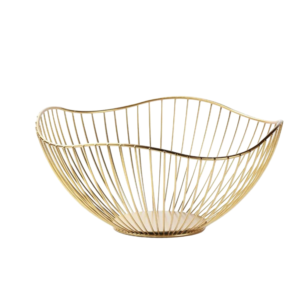 Black & Gold Metal Wire Fruit Basket – Modern Countertop Bowl for Kitchen & Dining Table