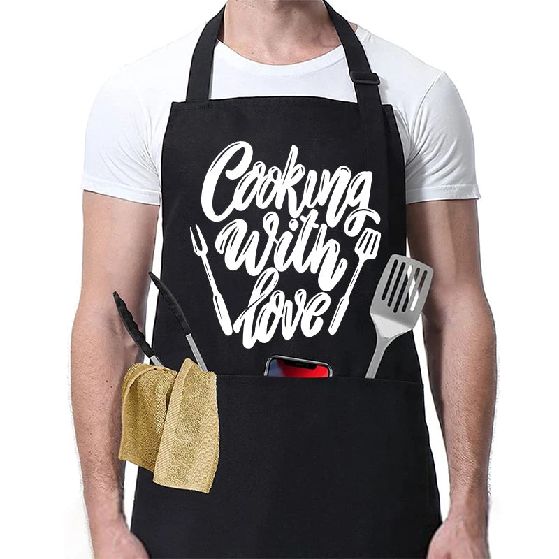 Funny BBQ Cooking Apron – Adjustable Chef Apron for Men with Grill Master Designs, Kitchen & BBQ Gift for Father’s Day, Birthdays