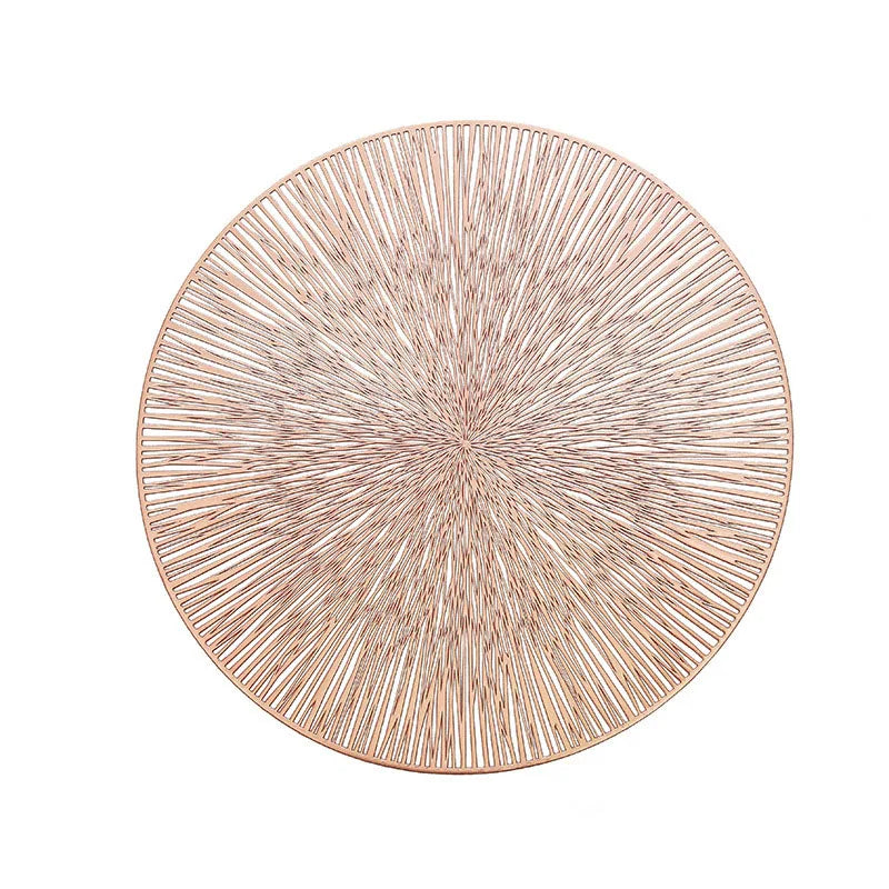 Metallic Round Dining Placemats Set of 6 – Gold, Silver or Rose Gold Table Mats, Non Slip Wipe Clean Heat Resistant Table Placemats