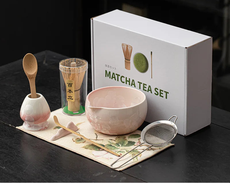 Mizuki Matcha Set – Japanese Matcha Gift Set with Ceramic Bowl and Bamboo Whisk (4 or 8 Piece)