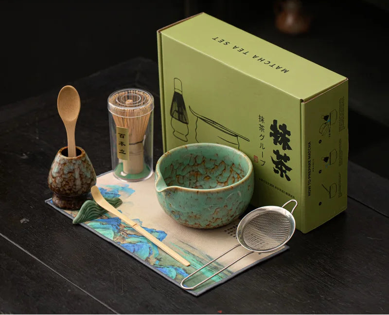 Kiyora 8 Piece Japanese Matcha Tea Set – Traditional Matcha Gift Set with Bowl, Bamboo Whisk and Accessories