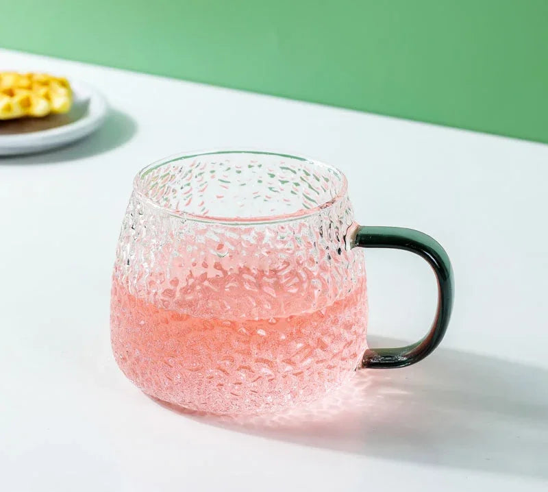 Lumea Textured Glass Tea & Coffee Mug – Clear Everyday Drinking Cup