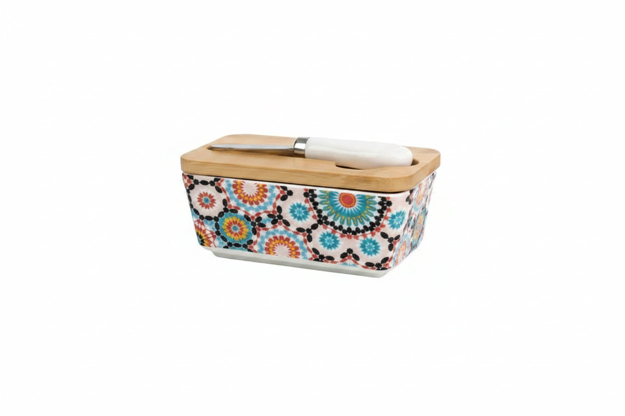 Creamery Ceramic Butter Dish with Lid & Knife – Butter Keeper & Cheese Storage Box