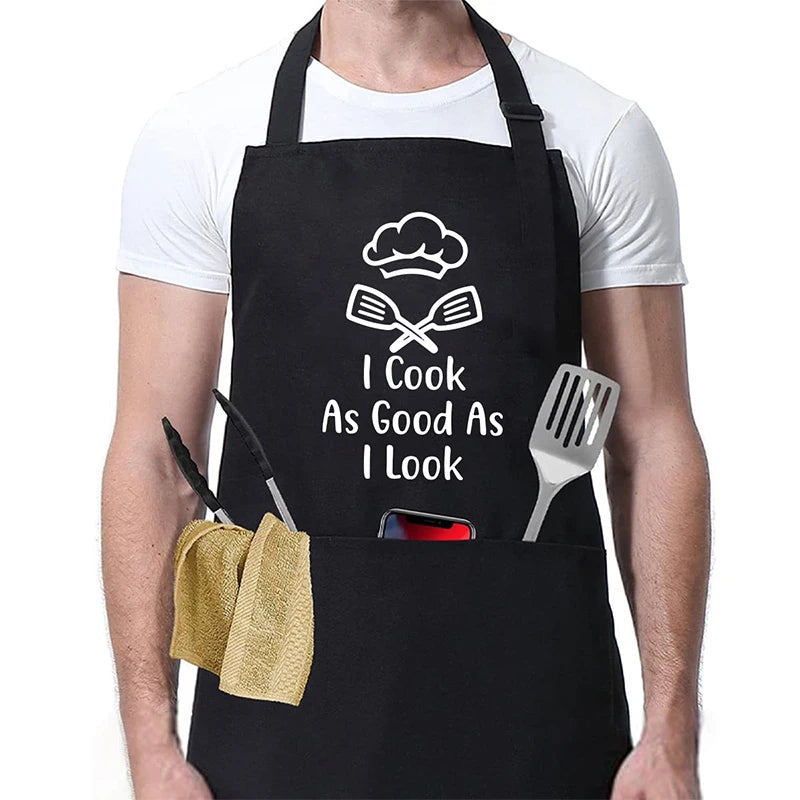 Funny BBQ Cooking Apron – Adjustable Chef Apron for Men with Grill Master Designs, Kitchen & BBQ Gift for Father’s Day, Birthdays