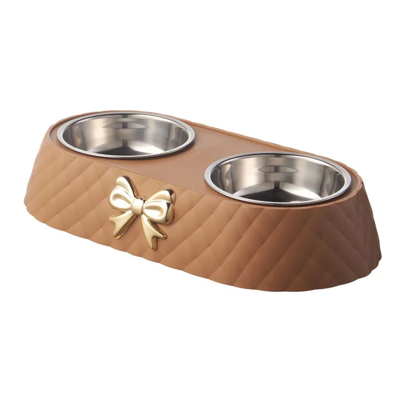 Double Pet Bowl with Stainless Steel Inserts