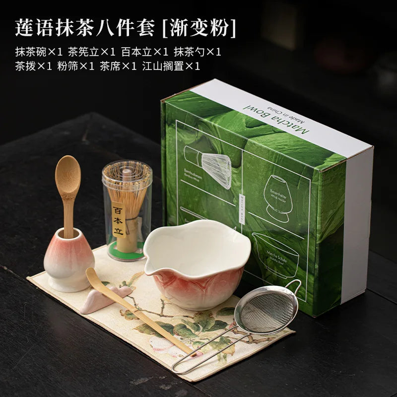 Hasu Lotus Matcha Tea Set – Japanese-Style Lotus Matcha Bowl Set with Traditional Matcha Accessories