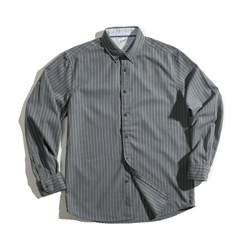 Hawthorne Men’s Vertical Stripe Shirt – Long Sleeve Button Down Business Casual Smart Shirt