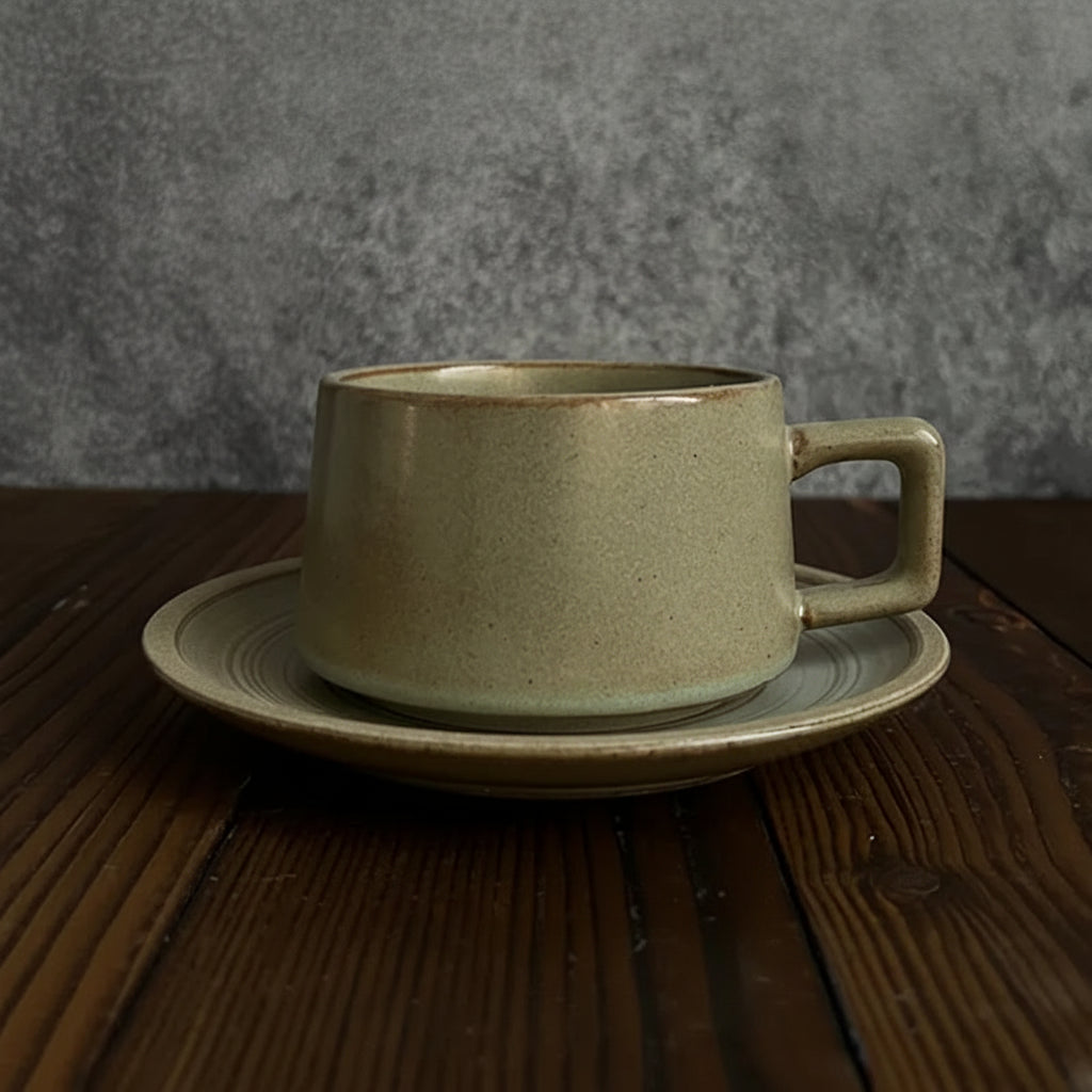 Cavella Patterned Tea and Coffee Cup Set – Textured Ceramic Cup and Saucer 250ml