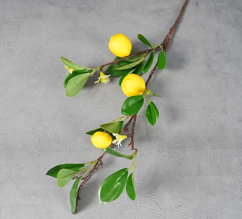 Sorrento Lemon Branch – Lemon Stem with Blossom Detail for Vase Arrangements and Kitchen Décor