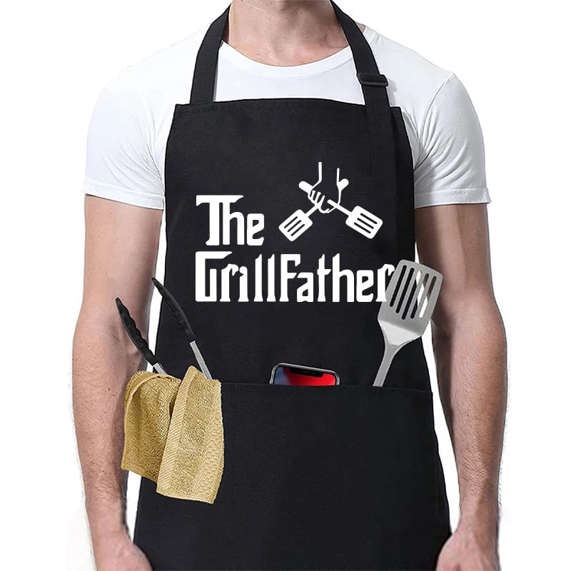 Funny BBQ Cooking Apron – Adjustable Chef Apron for Men with Grill Master Designs, Kitchen & BBQ Gift for Father’s Day, Birthdays