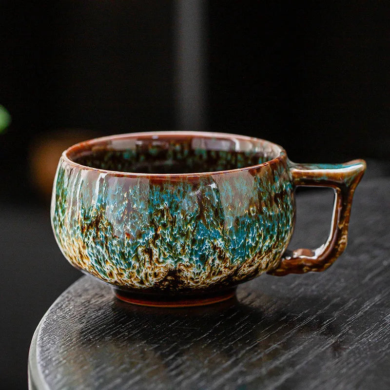 Akiro Handmade Textured Glaze Ceramic Coffee Mug Set – 2 Piece 175ml Coffee Cups with Handle for Espresso, Tea, Cappuccino and Latte